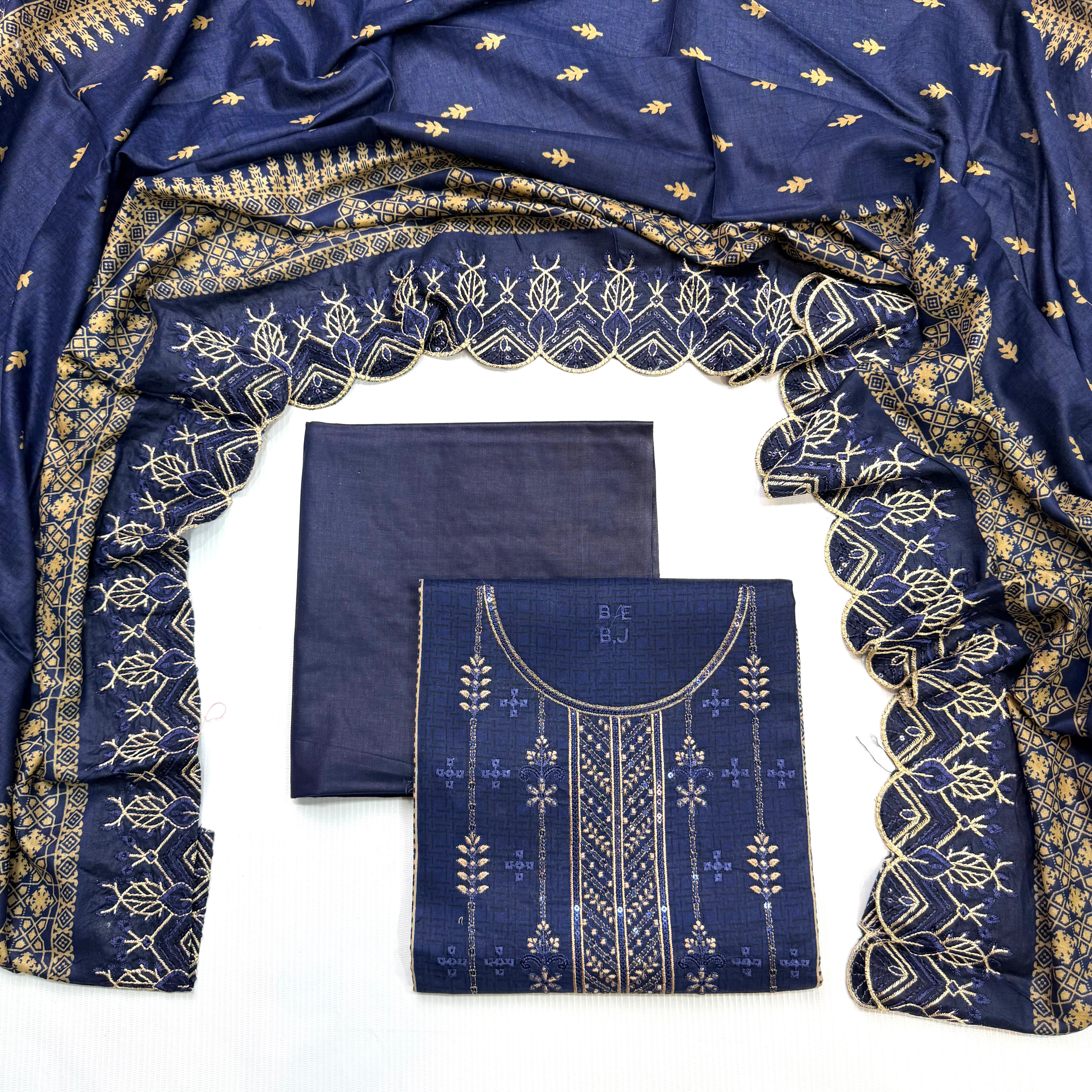 Bin Saeed Printed Embroidered 3PC Memon Clothes
